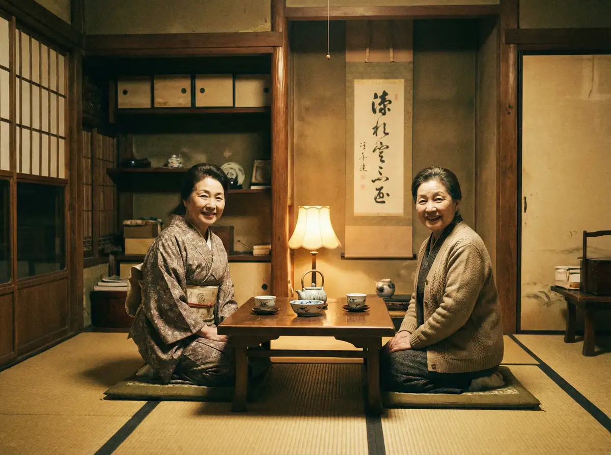 两位优雅的 茄子视频-茄子视频资源库|高清免费网络视频平台 在日式茶室中品茶交谈